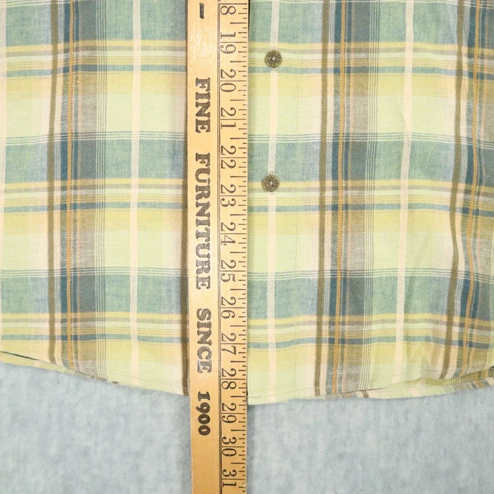 Kuhl Skorpio Linen Shirt Mens Medium‎ Green Plaid Gorpcore Hiking Outdoor Retro